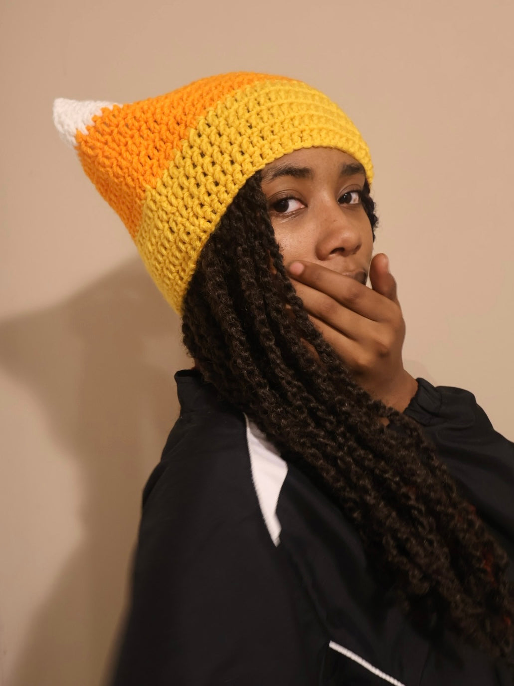 candy corn cat beanie
