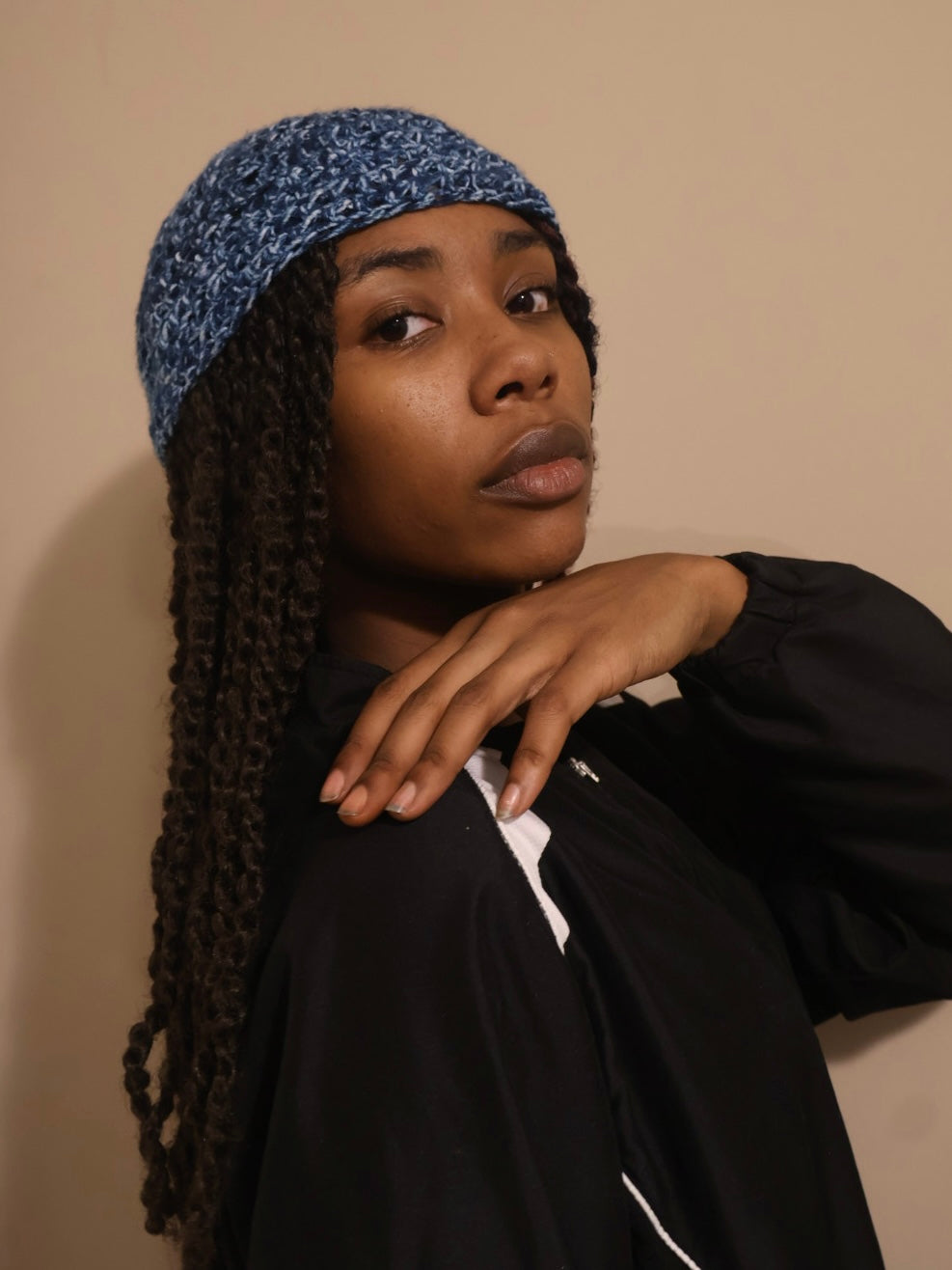 denim skies skull cap