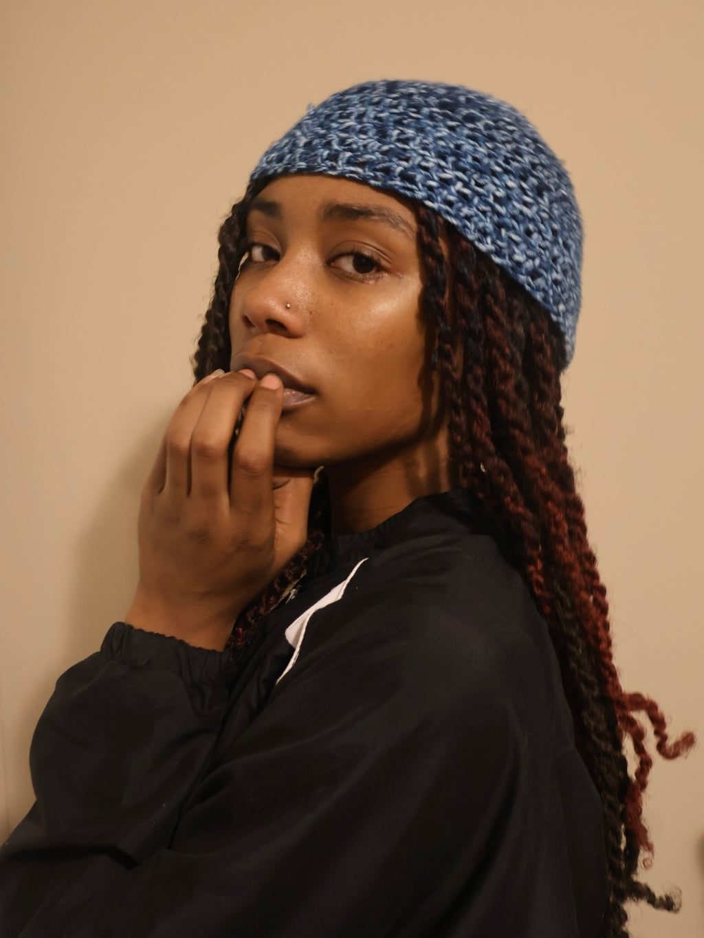 denim skies skull cap