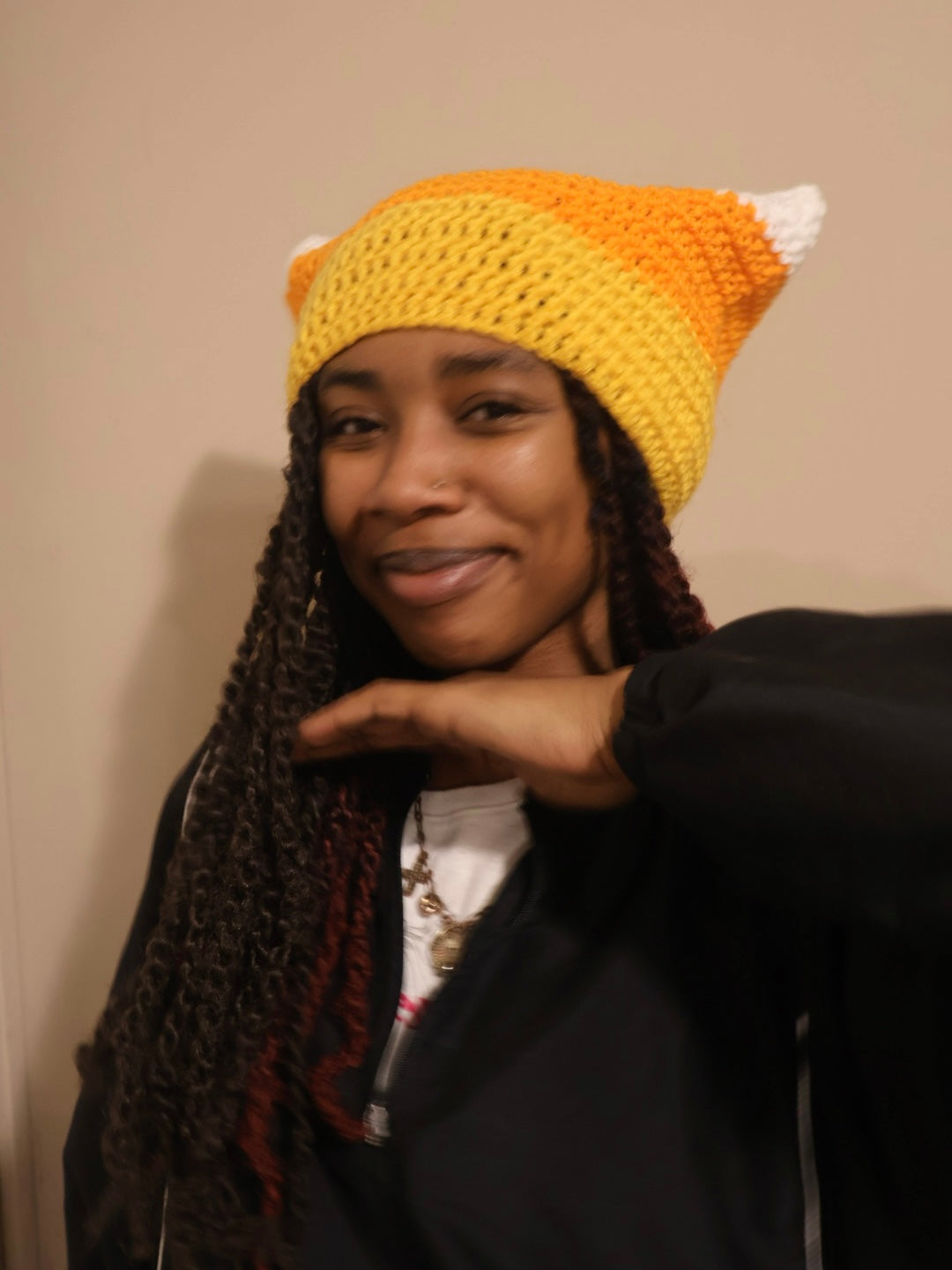 candy corn cat beanie