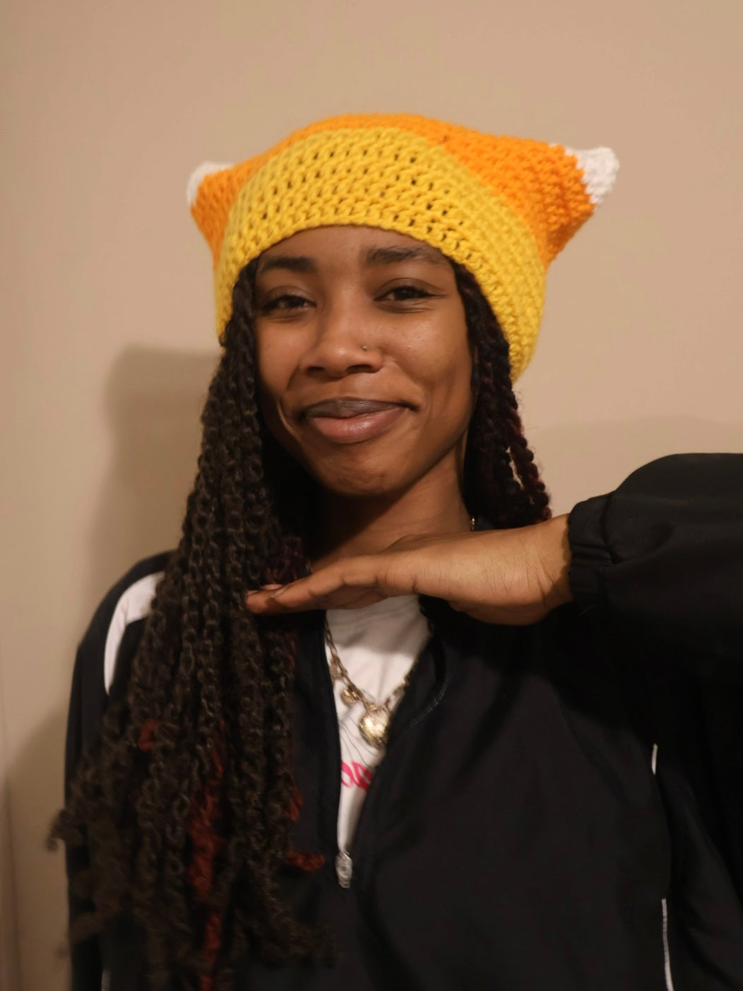 candy corn cat beanie