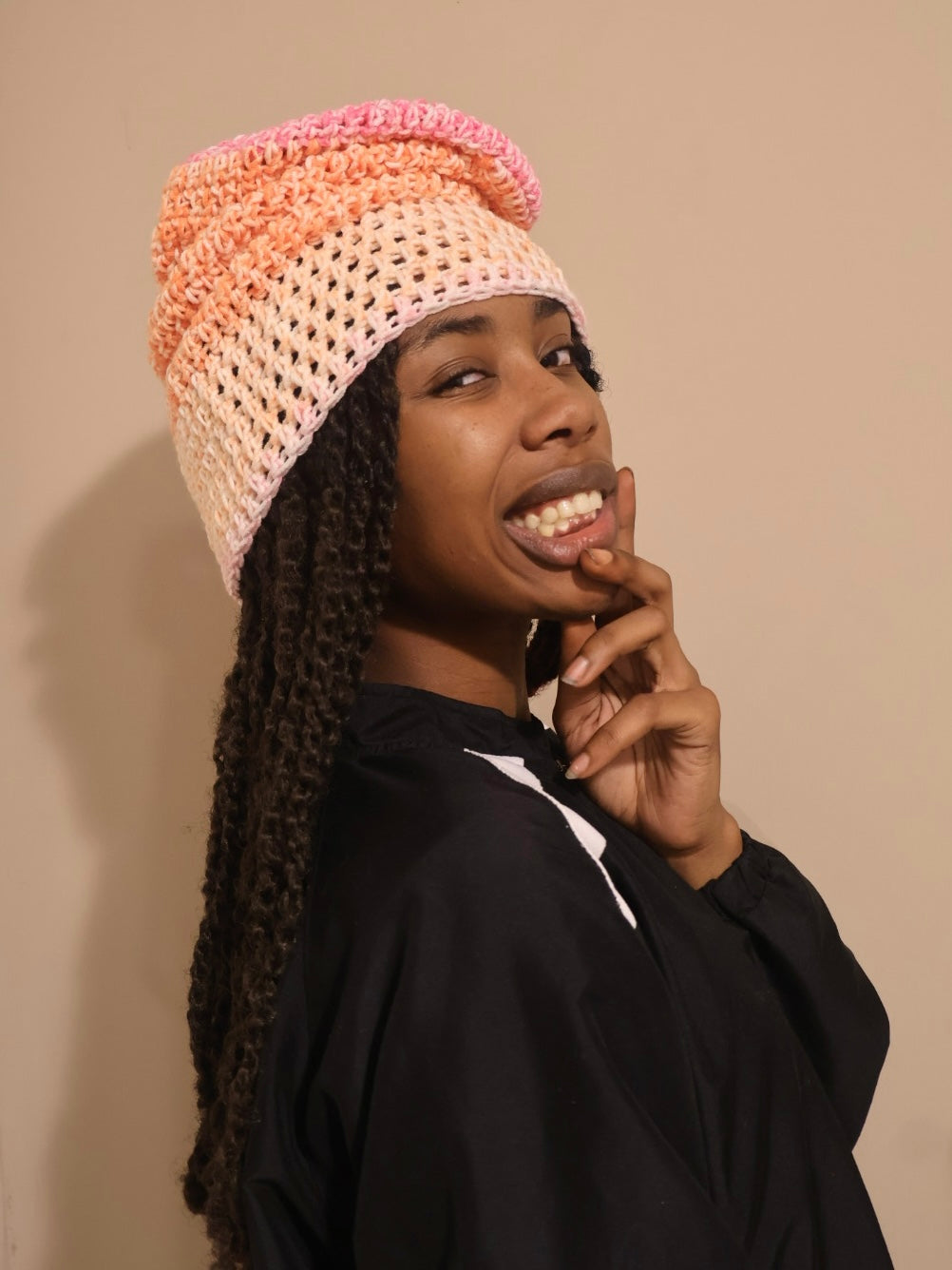 pink skies slouchy beanie