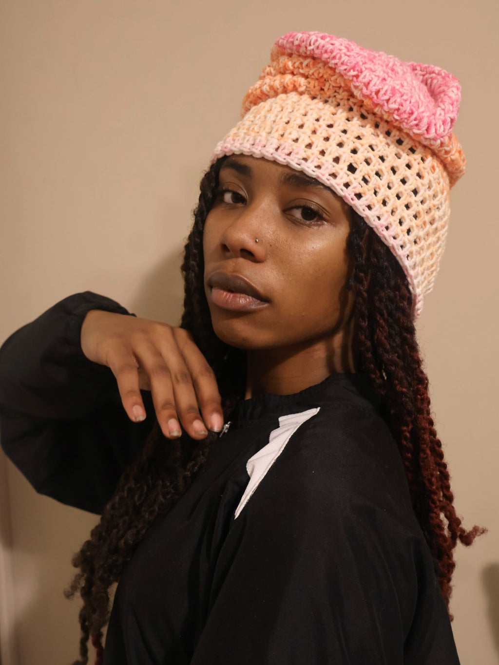 pink skies slouchy beanie
