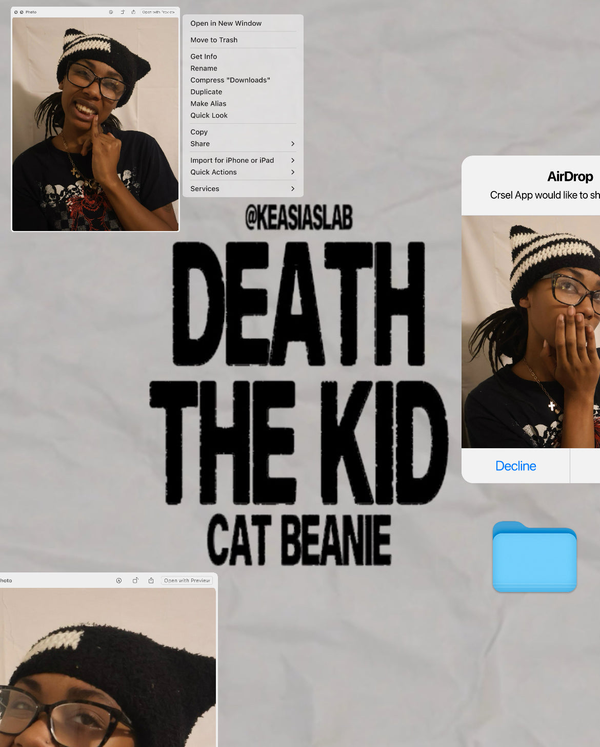 three stripe cat beanie
